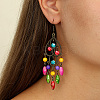Synthetic Imperial Jasper Woven Web/Net with Oval Tassel Dangle Earrings AZ8762-1-3