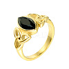 Horse Eye & Knot 304 Stainless Steel with Cubic Zirconia Finger Rings FS-WG8EA45-09-2