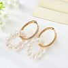  2 Pairs Natural Pearl Beaded Ring Dangle Hoop Earrings for Girl Women EJEW-NB0001-06-4