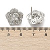 Flower Brass Micro Pave Clear Cubic Zirconia Stud Earrings EJEW-M082-19P-4