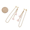 304 Stainless Steel Shell Pearl Round Bead Tassel Stud Earrings EJEW-JE06663-4