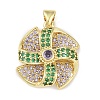 Rack Plating Brass Micro Pave Cubic Zirconia Pendants KK-K341-49G-02-1