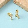 Cross Brass Micro Pave Clear Cubic Zirconia Stud Earrings EJEW-Z144-25G-3