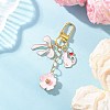 Flower & Bowknot & Cat Alloy Enamel Pendant Decorations HJEW-JM04294-01-1