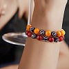 Dark Orange Natural Yellow Jade Round Beaded Stretch Bracelet BJEW-SW00077-07-5