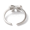Bowknot Brass Micro Pave Clear Cubic Zirconia Open Cuff Rings for Women LS-RJEW-C098-09P-3
