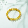 Natural Agate Round Beaded Stretch Bracelet BJEW-JB08396-5
