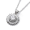 Brass Clear Cubic Zirconia Flower Pendant Necklaces LS-NJEW-C077-01P-1