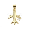 Plane Rack Plating Brass Micro Pave Cubic Zirconia Pendants KK-Z074-20G-1