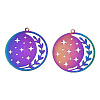 Ion Plating(IP) 201 Stainless Steel Filigree Pendants STAS-S118-022-1