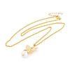 Butterfly Rack Plating Brass ABS Pearl Pendant Necklaces NJEW-S423-03G-2