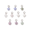 10Pcs 5 Styles Natural White Jade & Rose Quartz & Lepidolite & Green Aventurine & Synthetic Blue Lace Agate Star Charms PALLOY-JF04533-2