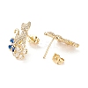 Cat and Flower Cubic Zirconia Stud Earrings LS-EJEW-I263-02G-3