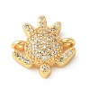 Brass Micro Pave Cubic Zirconia Connector Charms KK-U053-03G-1