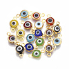 Handmade Evil Eye Lampwork Links connectors X-STAS-T041-02G-1