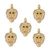 5Pcs Brass Micro Pave Clear & Green Cubic Zirconia Pendants ZIRC-SZ0003-16-1