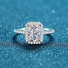 Rhodium Plated 925 Sterling Silver Micro Pave 5x7mm Cubic Zirconia Finger Rings for Women WG8E258-26-3