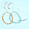 Natural Red Aventurine & Green Aventurine & Amethyst & Rose Quartz & Synthetic Turquoise Chips Beaded Necklaces NJEW-FS00013-2