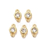 Brass Pave Clear Cubic Zirconia Flat Round Connector Charms KK-H515-02D-G-1