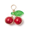 12Pcs 12 Colors Pearlized Glass Pearl Cherry Pendants PALLOY-JF03474-3