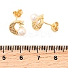 Moon Brass Micro Pave Clear Cubic Zirconia Stud Earrings EJEW-A135-31G-5