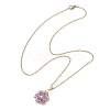 Natural Mixed Gemstone Cluster Flower Pendant 304 Stainless Steel Cable Chain Necklaces with Glass Seed Baeds NJEW-MZ00142-3