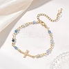 304 Stainless Steel Tiny Cross Link Bracelets BJEW-JB13244-01-1