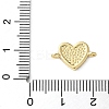 Brass Micro Pave Clear Cubic Zirconia Heart Connector Charms KK-A252-09G-3