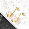 Round Brass Micro Pave Clear Cubic Zirconia Dangle Stud Earrings EJEW-C154-08G-2