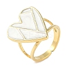 Ion Plating(IP) 304 Stainless Steel Enamel Heart Cuff Finger Rings RJEW-L107-070G-01-1