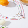 3Pcs 3 Colors Glass Seed & Butterfly Shell Bead Necklaces NJEW-LP0007-28-3