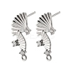 Brass Micro Pave Cubic Zirconia Stud Earring Findings KK-K371-44P-1
