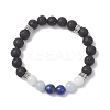 Natural Lava Rock & Rainbow Moonstone & Selenite & Lapis Lazuli Beaded Stretch Bracelets for Women BJEW-JB13083-2