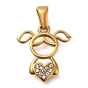 Ion Plating(IP) 304 Stainless Steel Rhinestone Pendants STAS-Z113-08G-1