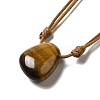 Natural Tiger Eye Triangle Pendant Necklace with Waxed Cord for Women NJEW-G093-01B-2