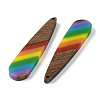 Pride Rainbow Theme Resin & Walnut Wood Pendants WOOD-K012-05B-2