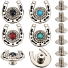 8 Sets 4 Colors Zinc Alloy & Resin Coin Screw Rivet FIND-CP0001-89-1
