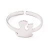 Non-Tarnish Kittens and Puppies 304 Stainless Steel Cuff Ring for Women LS-RJEW-B035-09P-2