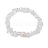 Natural Quartz Crystal Chips Stretch Bracelets for Women BJEW-JB11343-06-2