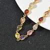 Teardrop Brass Pave Cubic Zirconia Link Chain Bracelets for Women BJEW-P385-06G-2