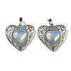 Opalite Peach Love Heart Pendants G-G158-01V-1