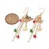 Word Noel Alloy Enamel & Glass Beads Dangle Earrings EJEW-TA00229-4