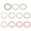 Brass & Glass Round Beaded Stretch Bracelets for Women BJEW-F515-01G-2