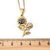201 Stainless Steel Crystal Rhinestone Sunflower Pendant Necklaces LS-NJEW-H065-16G-3