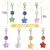 7Pcs 7 Colors Glass Star Round Pendant Decoration HJEW-YW00103-3