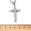 201 Stainless Steel Crystal Rhinestone Religion Cross Pendant Necklaces NJEW-H065-11P-3