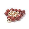 Natural Red Jasper Copper Wire Wrapped Pendants PALLOY-JF02037-04-3