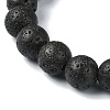 Natural Dyed Crackle Agate & Lava Rock Round Beaded Stretch Bracelet BJEW-TA00444-04-4