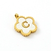 Golden Tone Stainless Steel Pave White Shell Letter Flower Charms PW-WGC5230-03-1