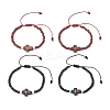 4Pcs Cross Glass Seed Beads with Natural Wood Beads & Red Jasper Beads & Magnesite Beads & Howlite Round Beads Braided Bead Bracelets for Women BJEW-JB11898-2